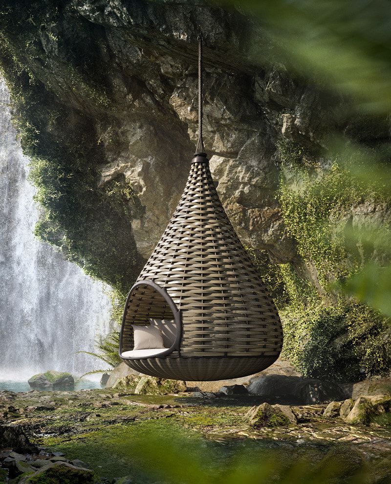 DEDON NESTREST Hanging Lounger olive by Daniel Pouzet & Fred Frety